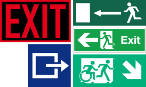 American and European EXIT signs